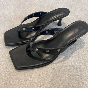 Zara Black Heeled Sandals with Silver Studs